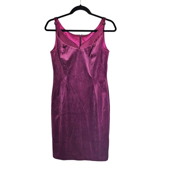 Elie Tahari Magenta Rena Velvet Sheath Dress - Picture 4 of 8